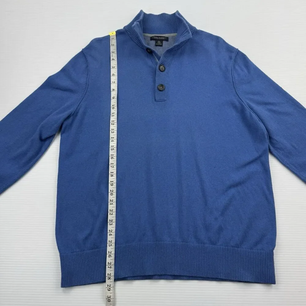 Banana Republic Men’s XL Blue Cotton Cashmere Mock Neck Button Preppy Sweater